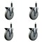 Service Caster 6'' Gray Poly Swivel 1'' Expanding Stem Caster Set with Brake, 4PK SCC-EX20S614-PPUB-PLB-1-4 - alternate 1